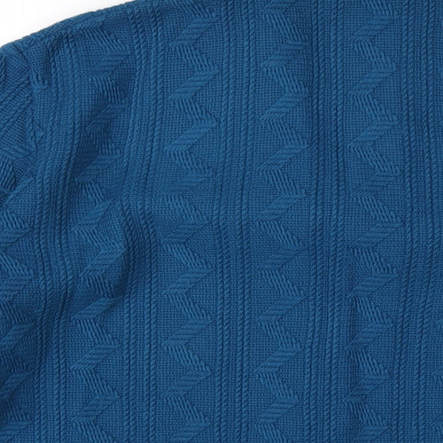 Christin Michaels Womens Blue Collared Acrylic Cardigan Jumper Size 18