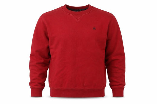 Front view of CS Active men’s red cotton pullover sweatshirt, size M