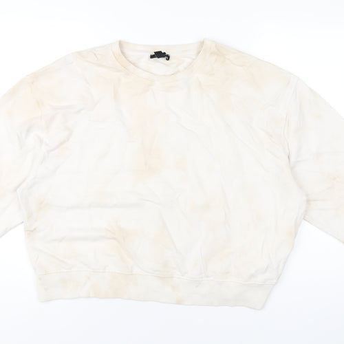 New Look Womens Beige Geometric Cotton Pullover Sweatshirt Size L Pullover - Tie Dye