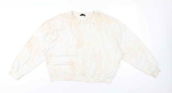 New Look Womens Beige Geometric Cotton Pullover Sweatshirt Size L Pullover - Tie Dye