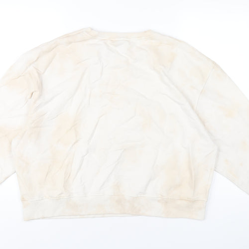 New Look Womens Beige Geometric Cotton Pullover Sweatshirt Size L Pullover - Tie Dye