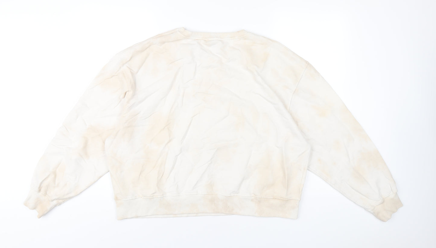 New Look Womens Beige Geometric Cotton Pullover Sweatshirt Size L Pullover - Tie Dye