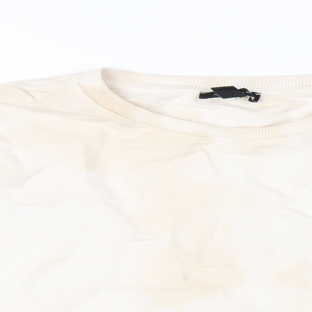 New Look Womens Beige Geometric Cotton Pullover Sweatshirt Size L Pullover - Tie Dye