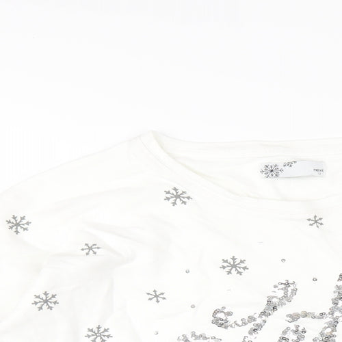 NEXT Womens White Cotton Basic T-Shirt Size 12 Round Neck