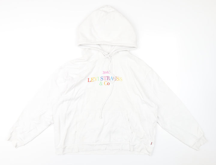 Levi's Womens White Cotton Pullover Hoodie Size S Pullover