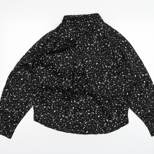 Missguided Womens Black Geometric Polyester Basic Blouse Size 8 Collared