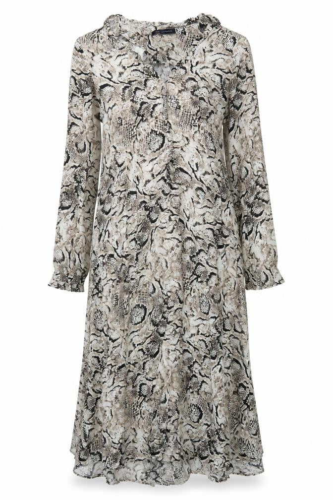 Marks and Spencer Womens Grey Animal Print Viscose A-Line Size M V-Neck Pullover - Snake Print