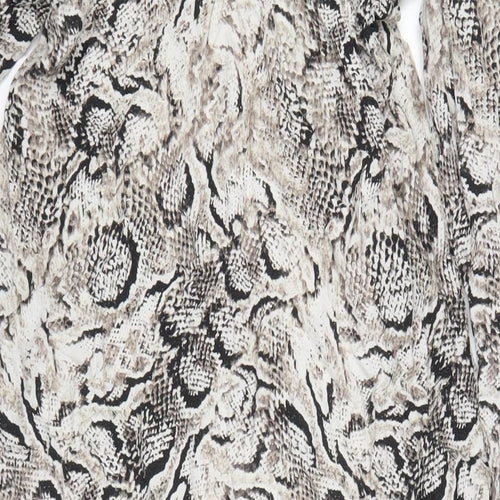 Marks and Spencer Womens Grey Animal Print Viscose A-Line Size M V-Neck Pullover - Snake Print