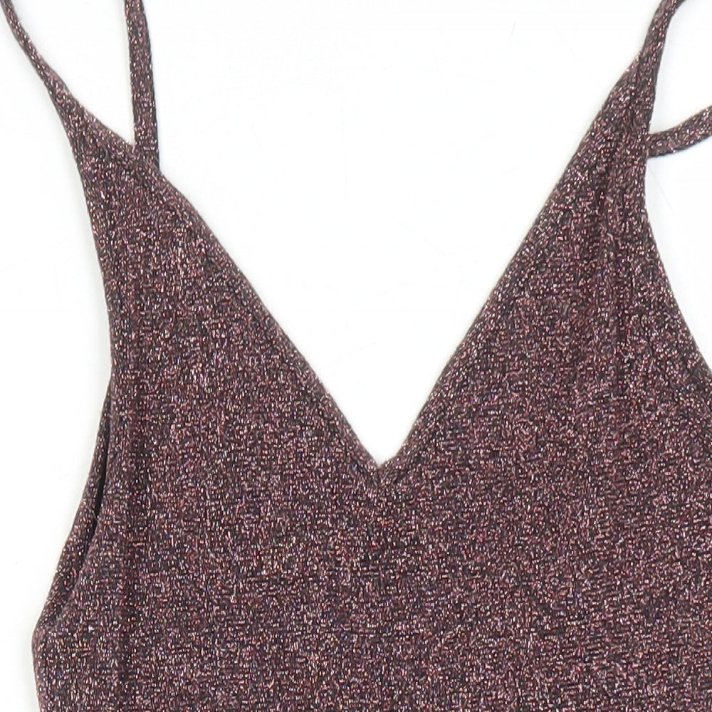 Topshop Womens Pink Viscose Bodysuit One-Piece Size 8 Snap