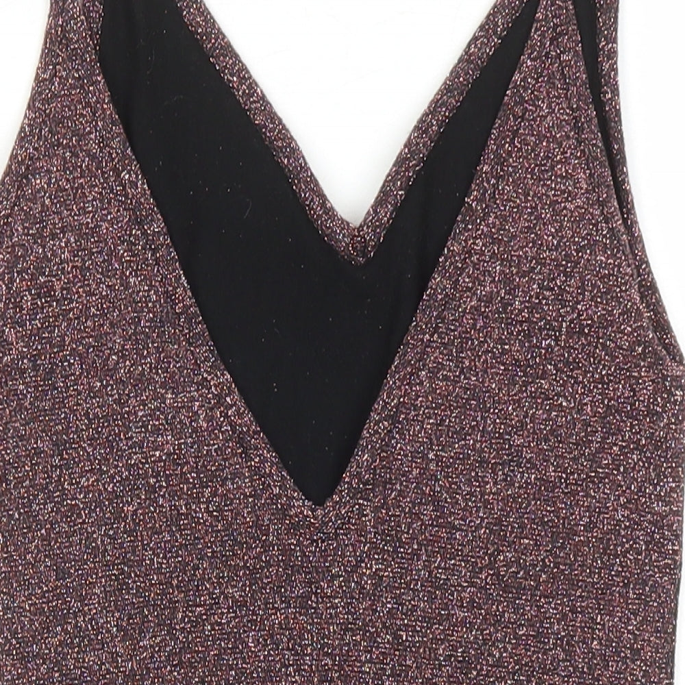 Topshop Womens Pink Viscose Bodysuit One-Piece Size 8 Snap