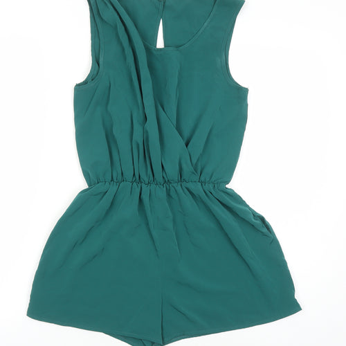 Miss Selfridge Womens Green Polyester Playsuit One-Piece Size 8 L3 in Button