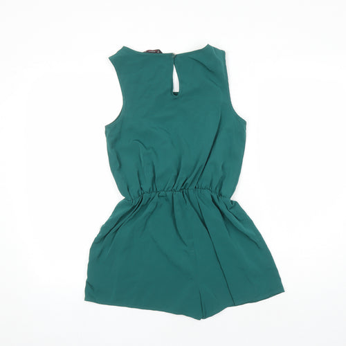 Miss Selfridge Womens Green Polyester Playsuit One-Piece Size 8 L3 in Button