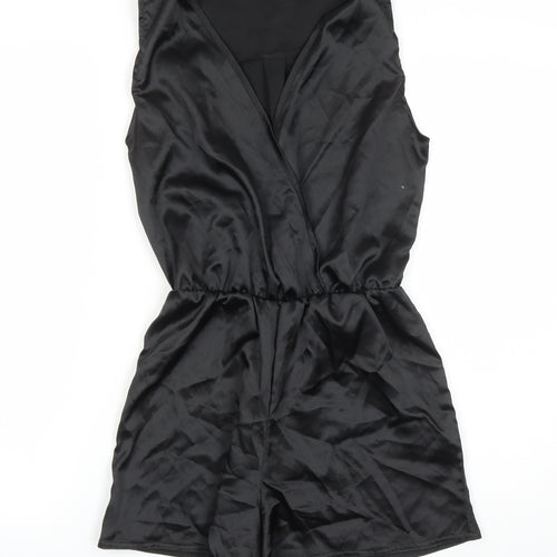 Boohoo Womens Black Polyester Playsuit One-Piece Size 4 L3 in Pullover