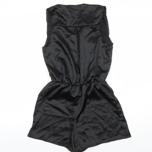 Boohoo Womens Black Polyester Playsuit One-Piece Size 4 L3 in Pullover