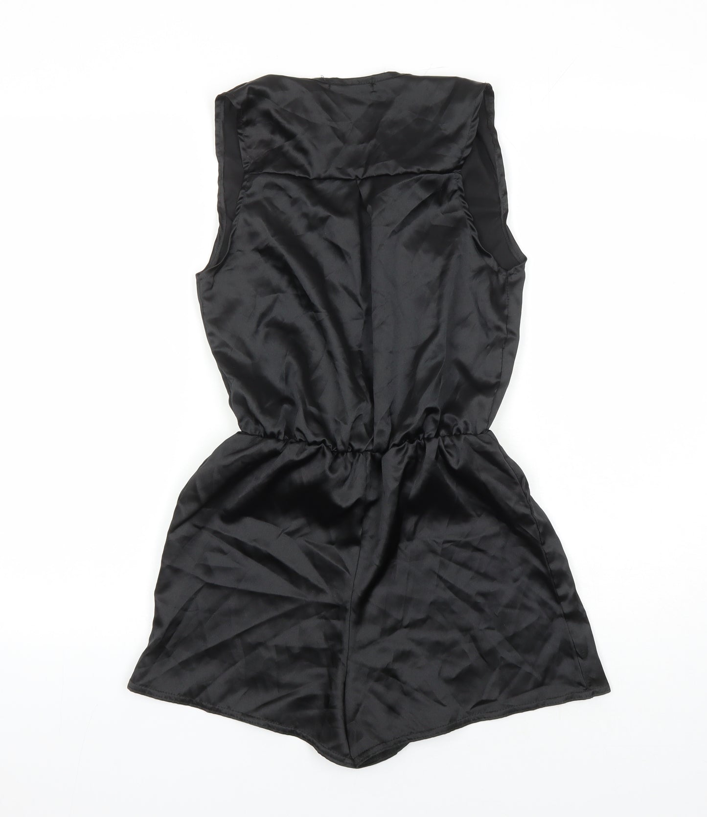 Boohoo Womens Black Polyester Playsuit One-Piece Size 4 L3 in Pullover