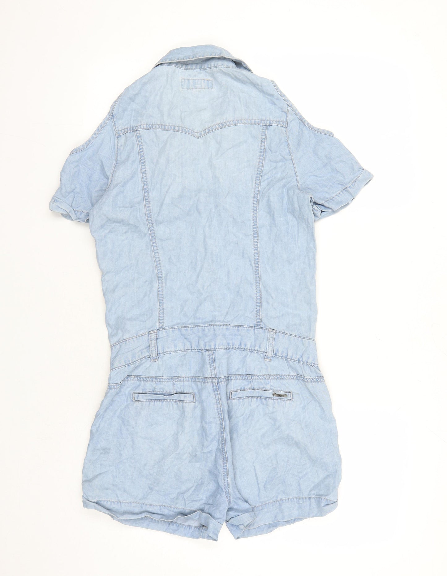 VERO MODA Womens Blue Cotton Playsuit One-Piece Size M L3 in Snap - Cold Shoulder