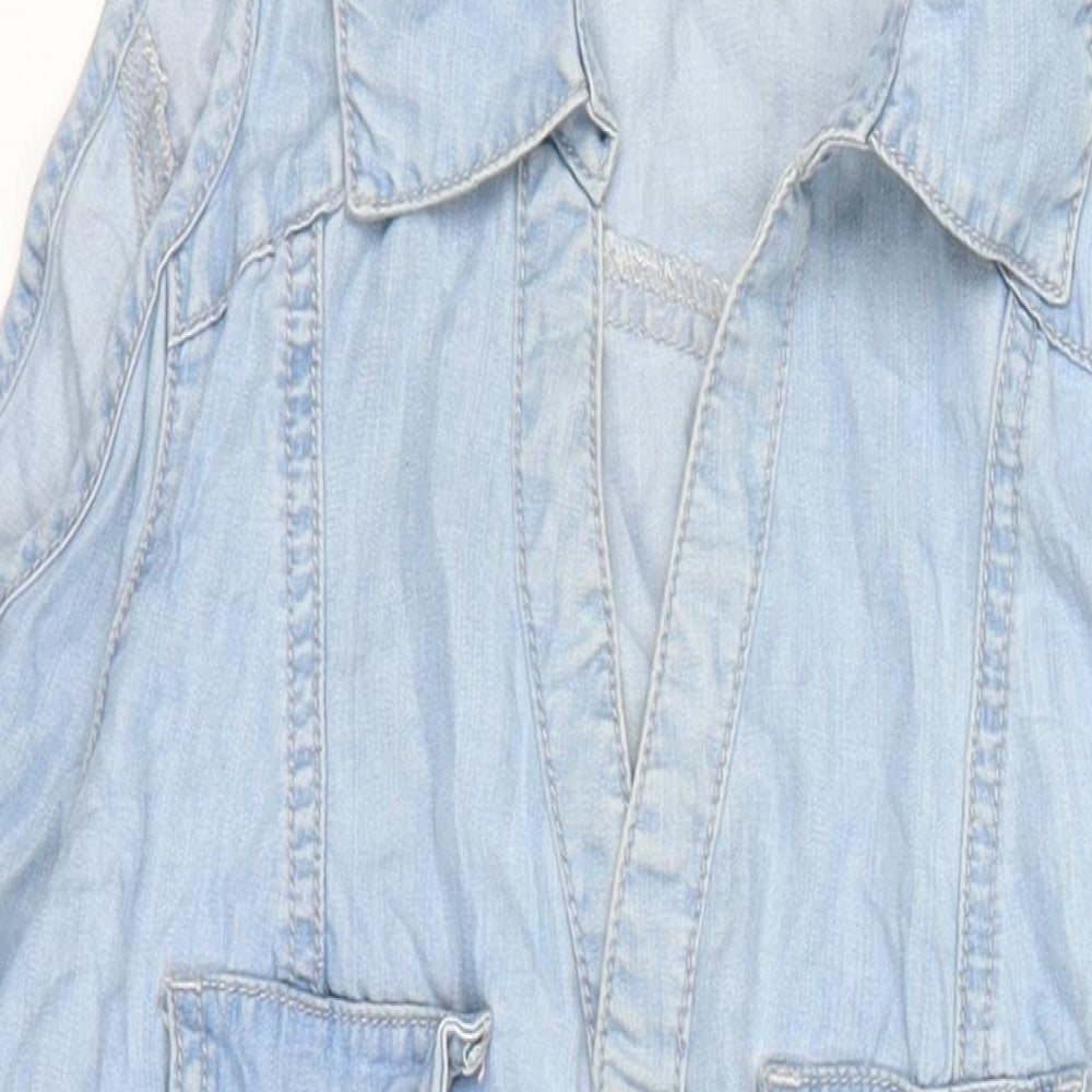VERO MODA Womens Blue Cotton Playsuit One-Piece Size M L3 in Snap - Cold Shoulder