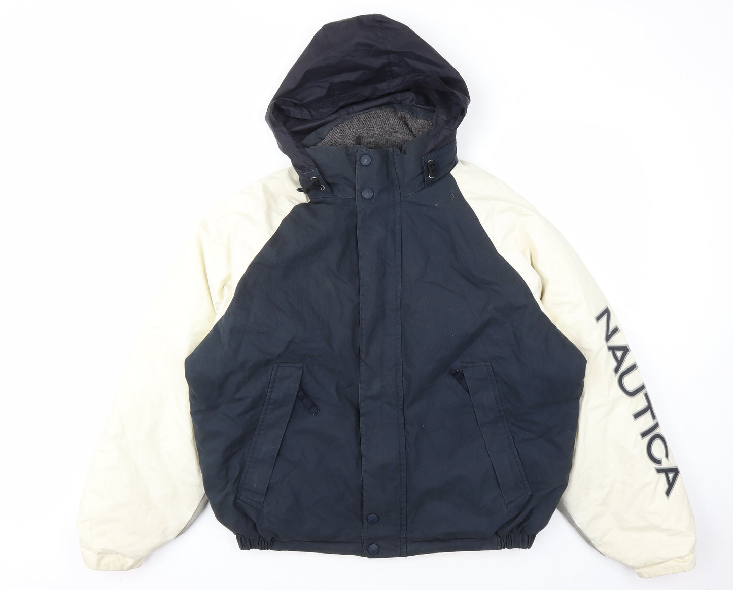 Nautica Mens Blue Jacket Size M Zip - Pockets Hooded