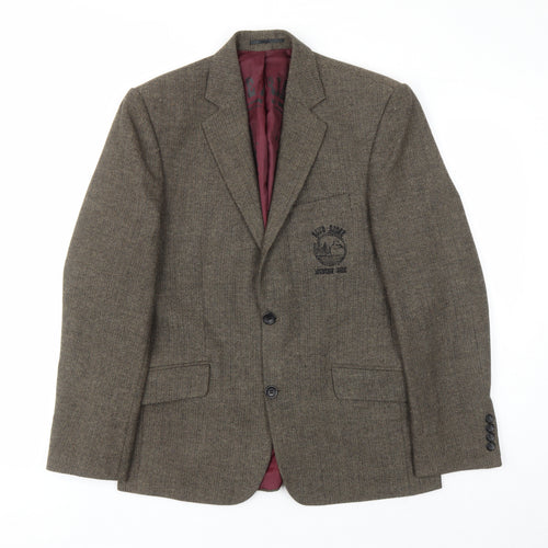 REMUS Mens Beige Herringbone Polyester Jacket Suit Jacket Size 36 Regular
