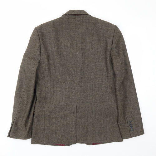 REMUS Mens Beige Herringbone Polyester Jacket Suit Jacket Size 36 Regular