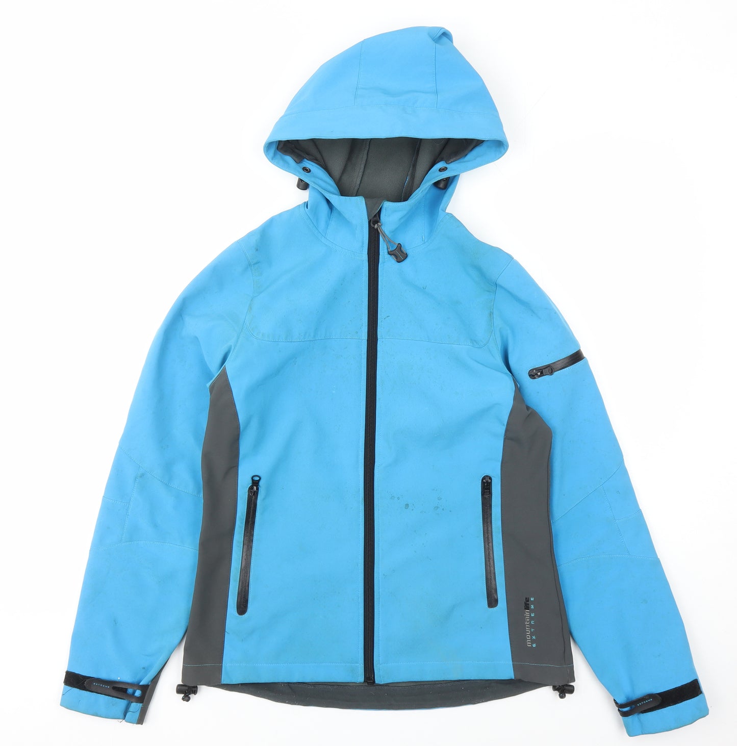 Mountain Life Womens Blue Rain Coat Coat Size 10 Zip - Pockets Hooded
