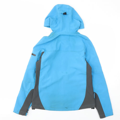 Mountain Life Womens Blue Rain Coat Coat Size 10 Zip - Pockets Hooded
