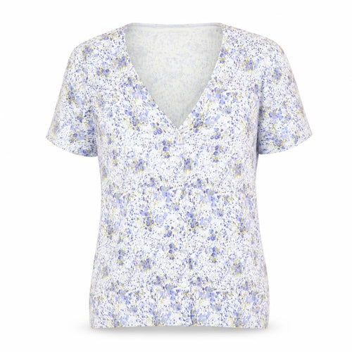 Damart Womens Blue V-Neck Floral Viscose Cardigan Jumper Size 14 - Size 14-16