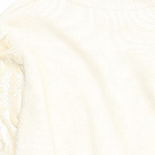 Bisou's Project Womens Beige Polyester Jumper Dress Size M Mock Neck Pullover - Sequin Detail Size M-L