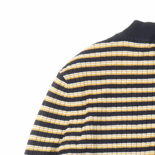 Sybilla Womens Yellow Mock Neck Striped Viscose Pullover Jumper Size S