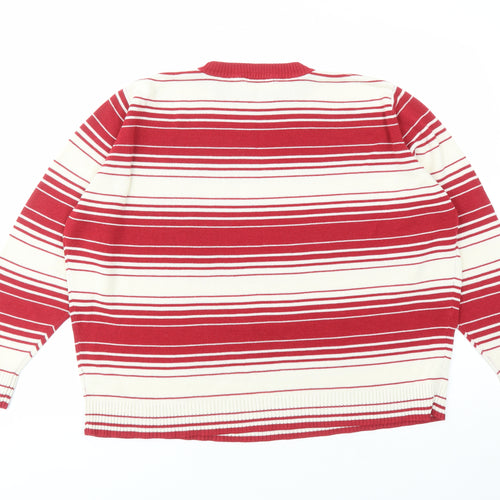 Berkertex Womens Red Round Neck Striped Acrylic Pullover Jumper Size 22 - Size 22-24