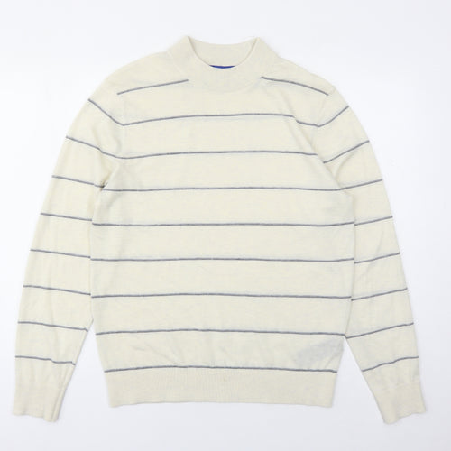 Ted Baker Mens Beige Mock Neck Striped Polyester Pullover Jumper Size L Long Sleeve - Ted Baker Size 3