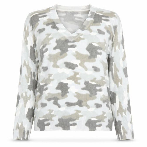 Marks and Spencer Womens Green V-Neck Camouflage Acrylic Pullover Jumper Size L