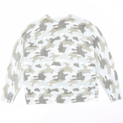 Marks and Spencer Womens Green V-Neck Camouflage Acrylic Pullover Jumper Size L