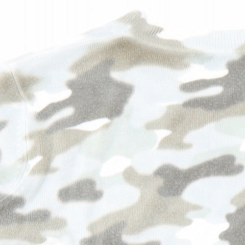 Marks and Spencer Womens Green V-Neck Camouflage Acrylic Pullover Jumper Size L