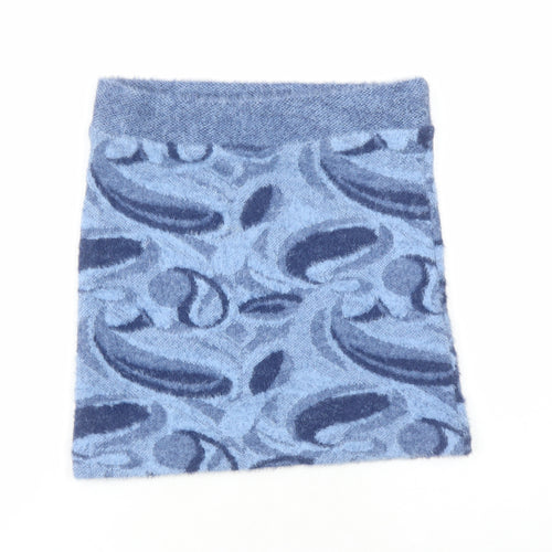 Zara Womens Blue Geometric Polyamide Mini Skirt Size S