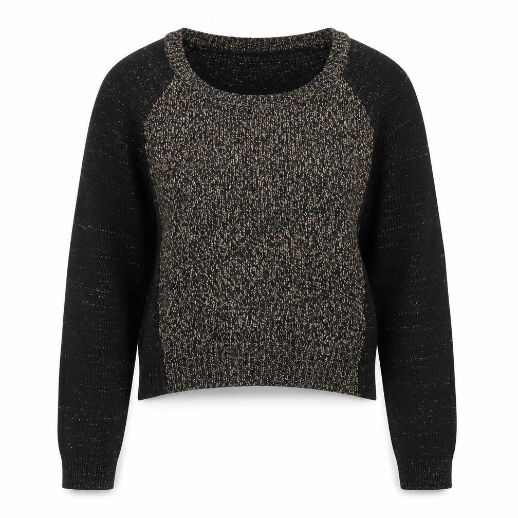 Front view of Divided by H&M women’s black round neck acrylic jumper, size S