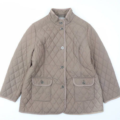 Marks and Spencer Womens Brown Quilted Coat Size 18 Button