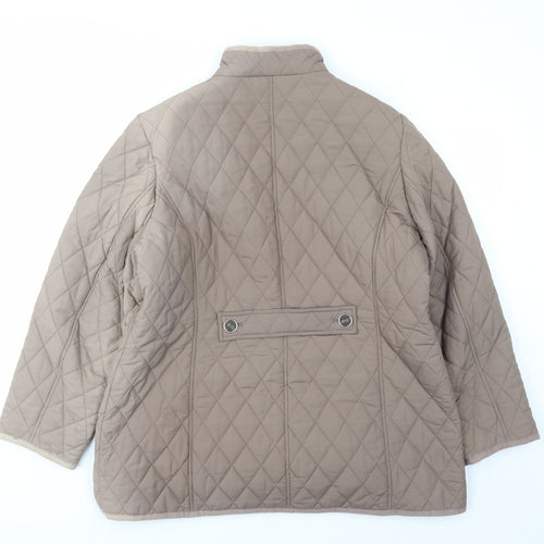Marks and Spencer Womens Brown Quilted Coat Size 18 Button