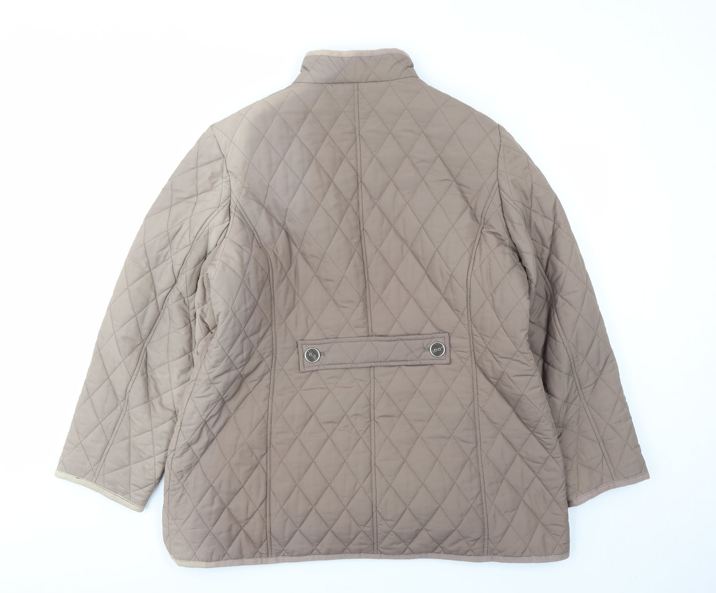 Marks and Spencer Womens Brown Quilted Coat Size 18 Button