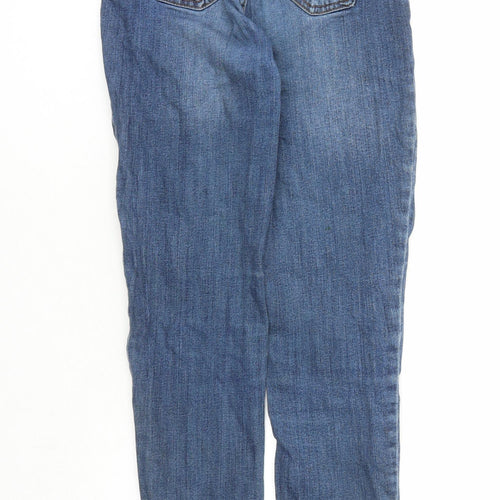 Select Womens Blue Cotton Skinny Jeans Size 6 L27 in Regular Zip - Pockets Raw Hems