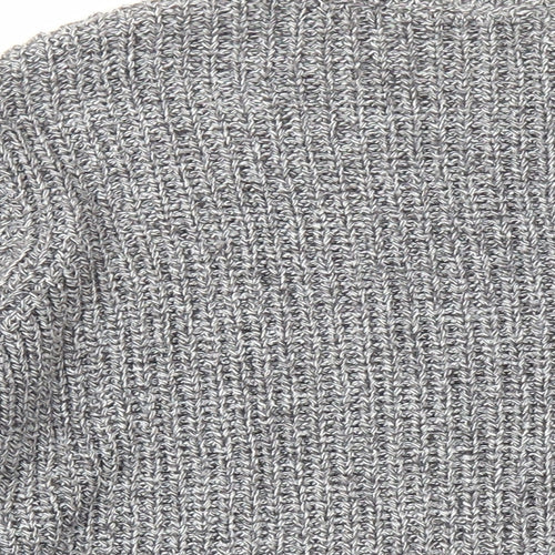 H&M Womens Grey Round Neck Cotton Pullover Jumper Size M - Zip Detail
