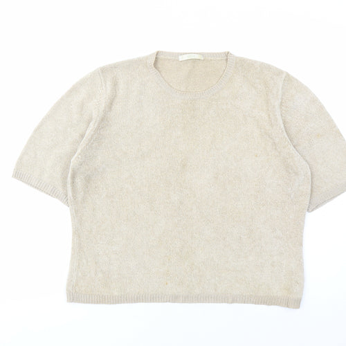 Marks and Spencer Womens Brown Round Neck Viscose Pullover Jumper Size 14