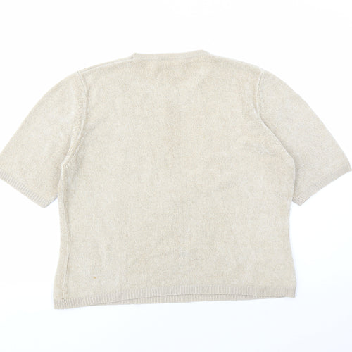 Marks and Spencer Womens Brown Round Neck Viscose Pullover Jumper Size 14