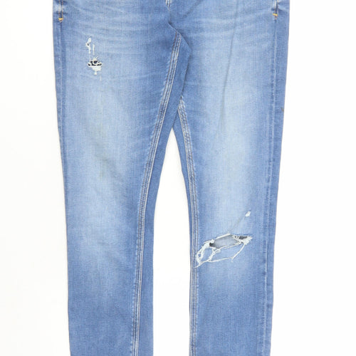 River Island Mens Blue Cotton Skinny Jeans Size 28 in L32 in Regular Zip - Pockets