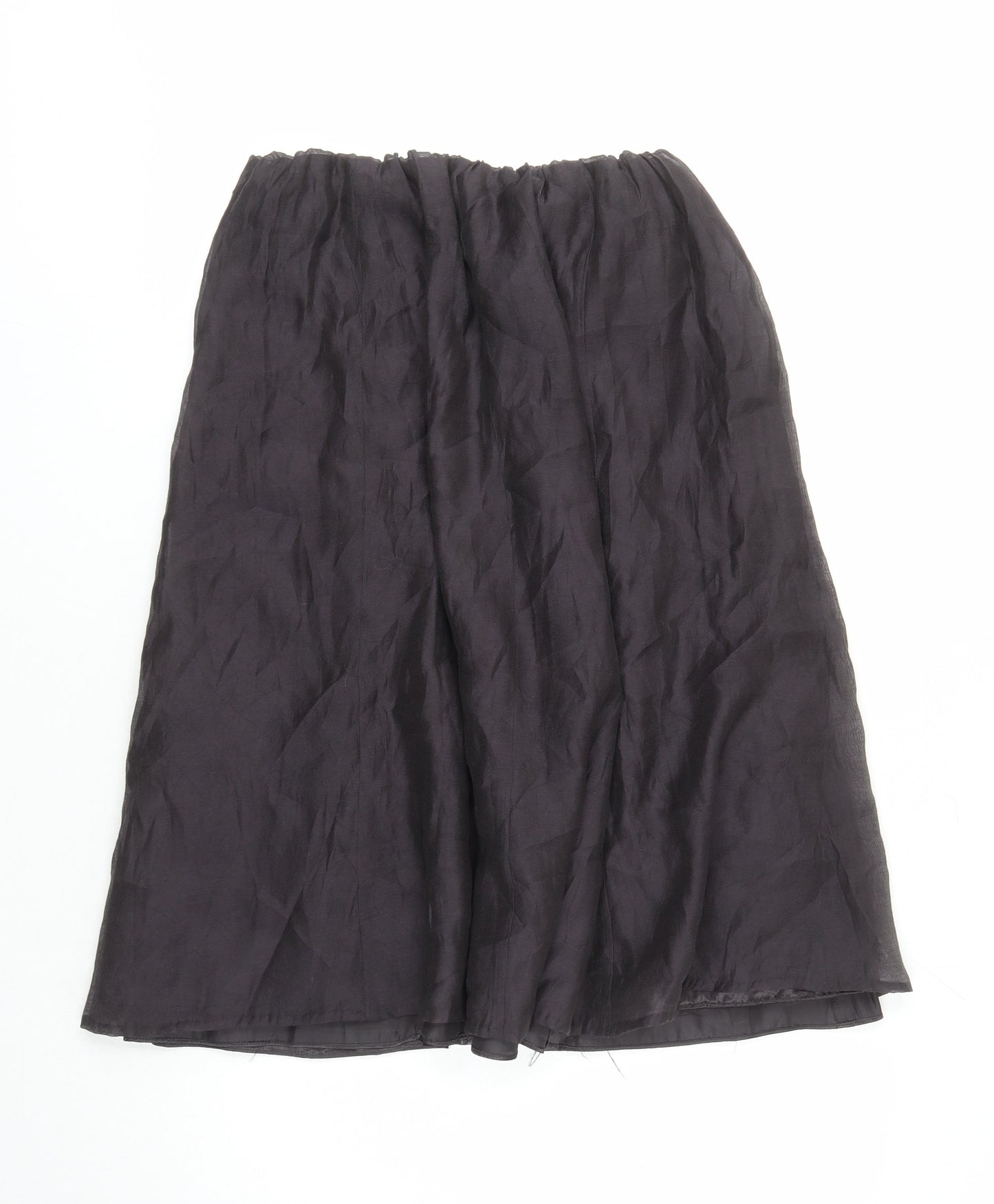 Jacques Vert Womens Brown Floral Polyester Swing Skirt Size 30 in Zip - Elasticated Waist