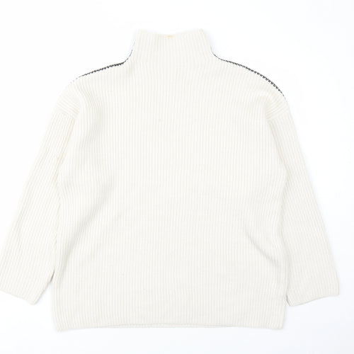 marks and Womens Beige High Neck Polyester Pullover Jumper Size L