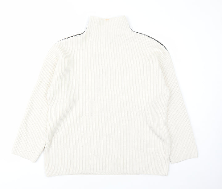 marks and Womens Beige High Neck Polyester Pullover Jumper Size L
