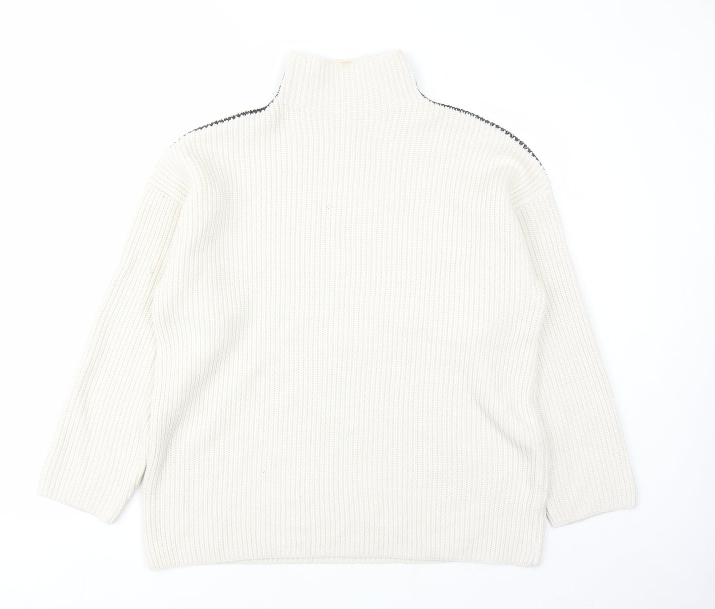 marks and Womens Beige High Neck Polyester Pullover Jumper Size L