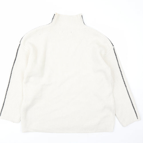 marks and Womens Beige High Neck Polyester Pullover Jumper Size L