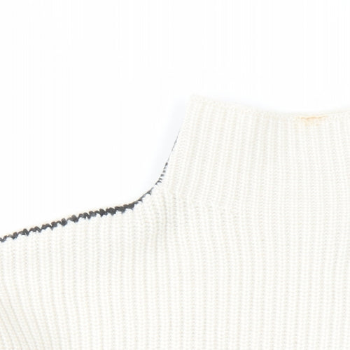 marks and Womens Beige High Neck Polyester Pullover Jumper Size L